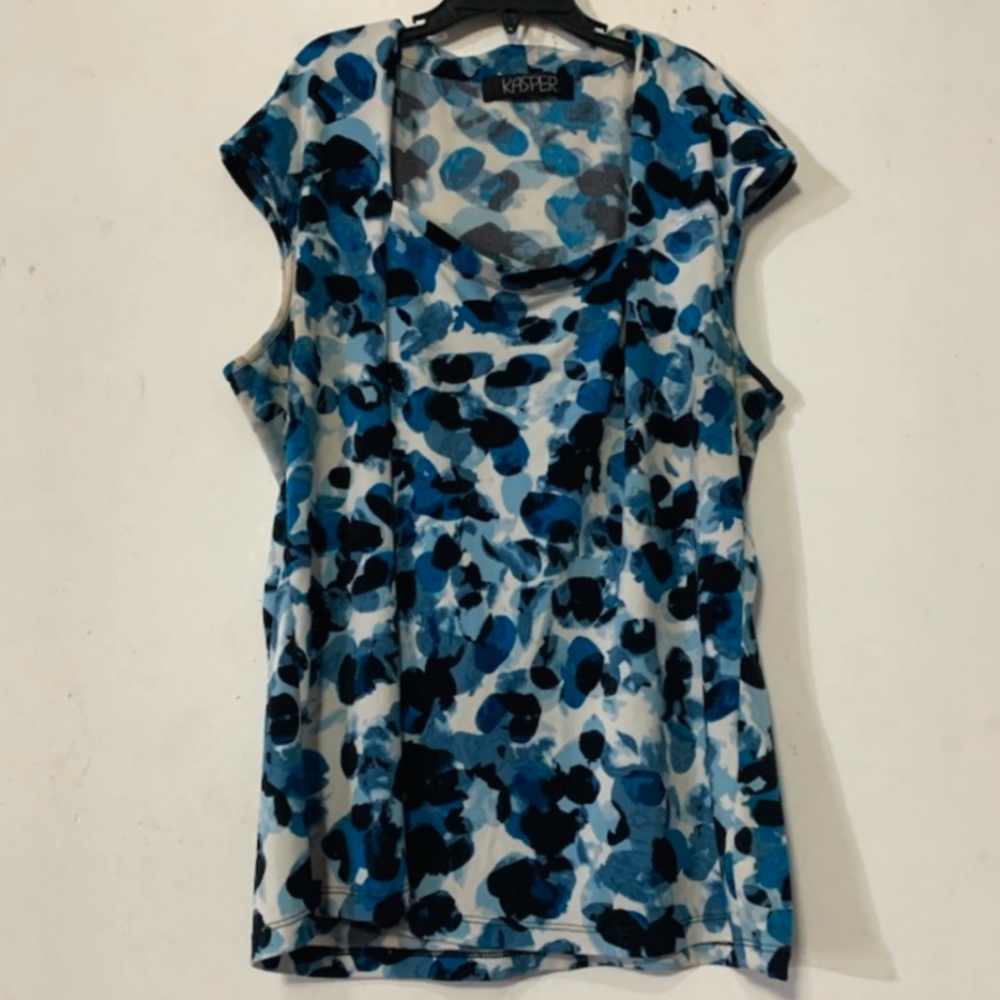 🎄- Kasper sz MED Abstract Blues Blouse
